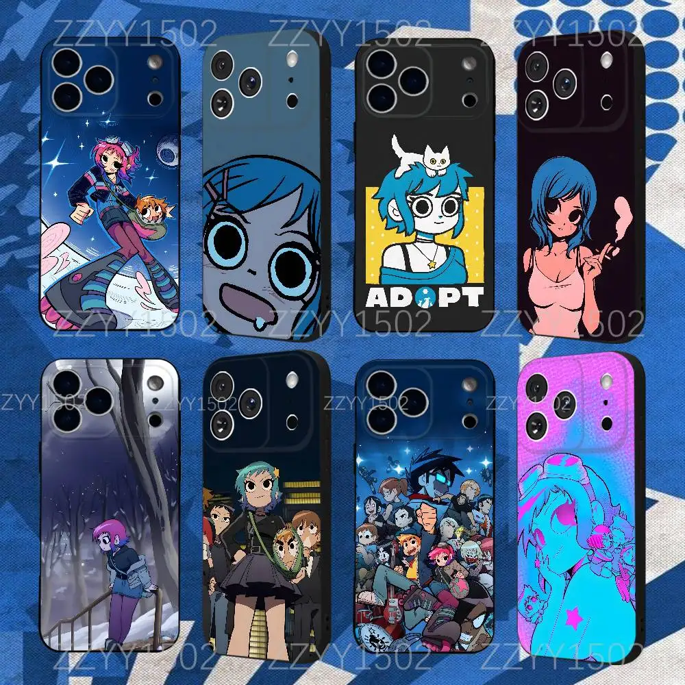 S-Scott Pilgrim Ramona Flowers Funda de teléfono para iPhone 17,16,15,14,13,12,Pro,Max,Plus,E,SE4,Air,Mini Funda negra
