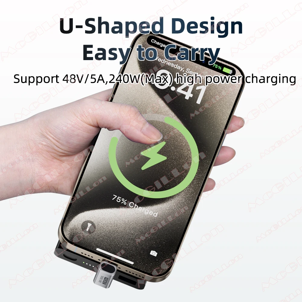 U Shape PD 240W USB C Adapter 8K@60Hz 80Gbps 180 Degree USB C Female to Male Adapter Connector for Thunderbolt 4/3 Switch Laptop