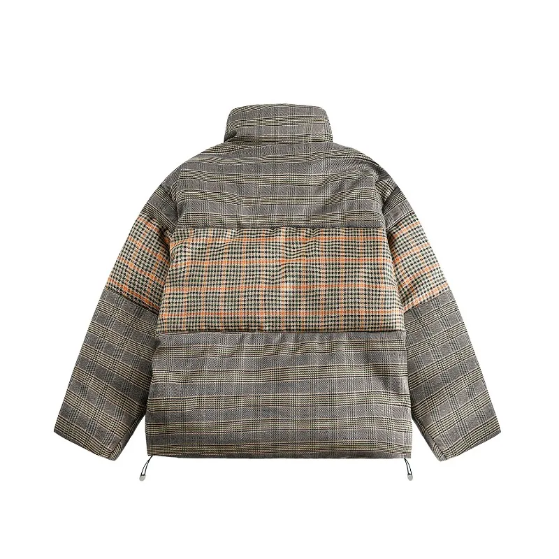 American Retro Parkas Men's Checkered Stripes Loose and Thickened Wadded Coat Bread Jacket Unisex Winter New Style Men Clothing