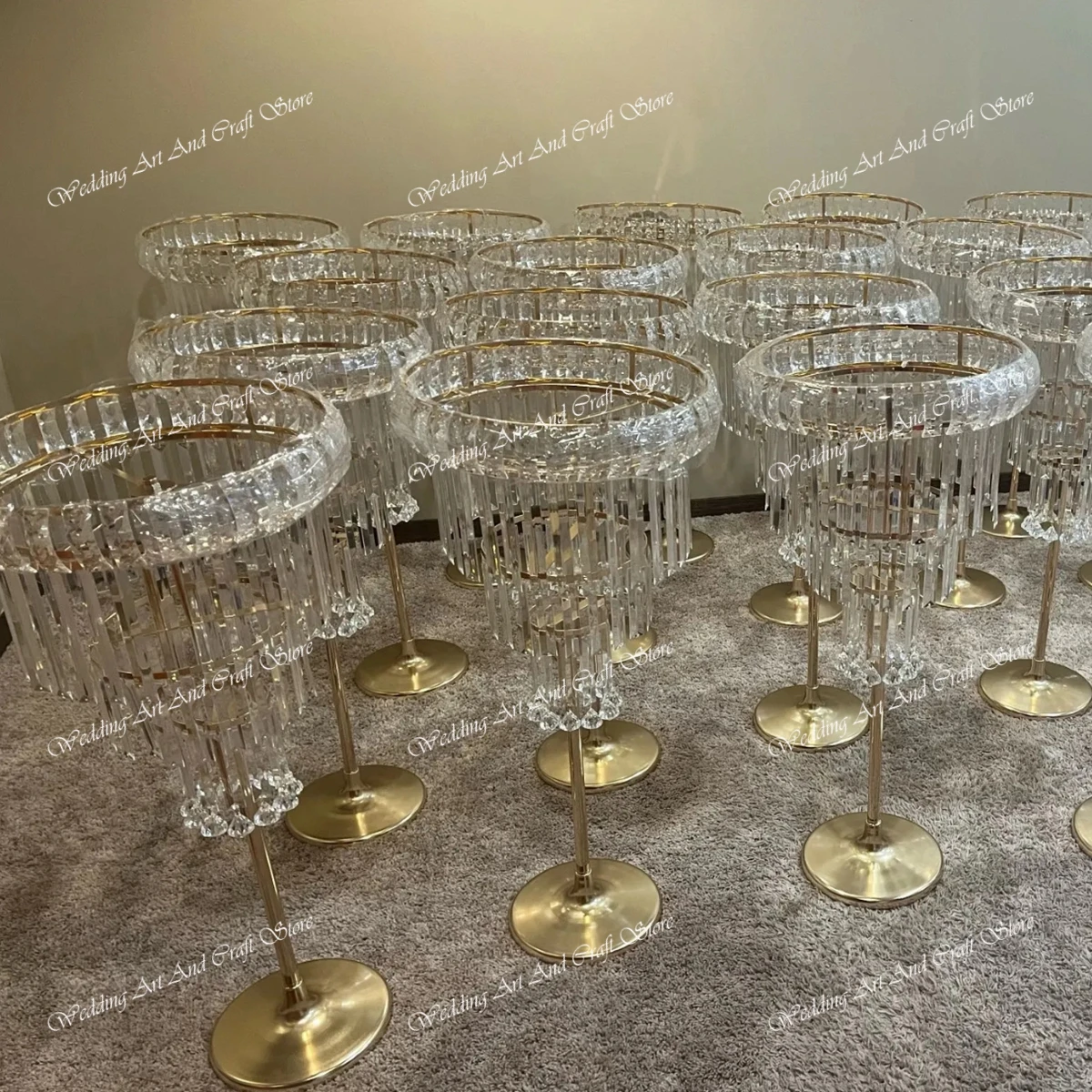 10pcs 75cm/120cm)Wedding Decoration Table Centerpiece Silver Gold Metal Crystal Flower Stand Party Wedding Centerpiece Gold