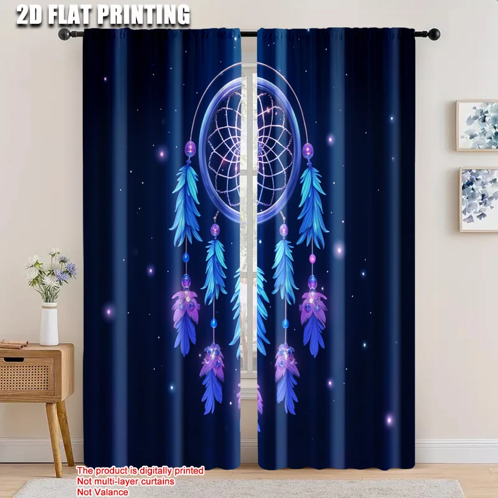 

2pcs, 2D flat printing Scene Curtains a Dream Catcher Fabric,Without Electricity Family Party Suitable for Holiday Decorations