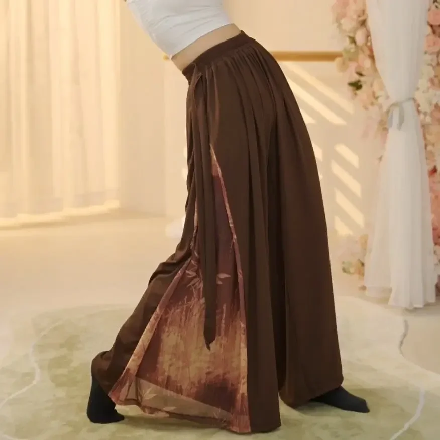 

Chinese Style New Zen Women's Clothing Gauze Irregular Skirt Pant Women's High Waist Wide Leg Pants Summer