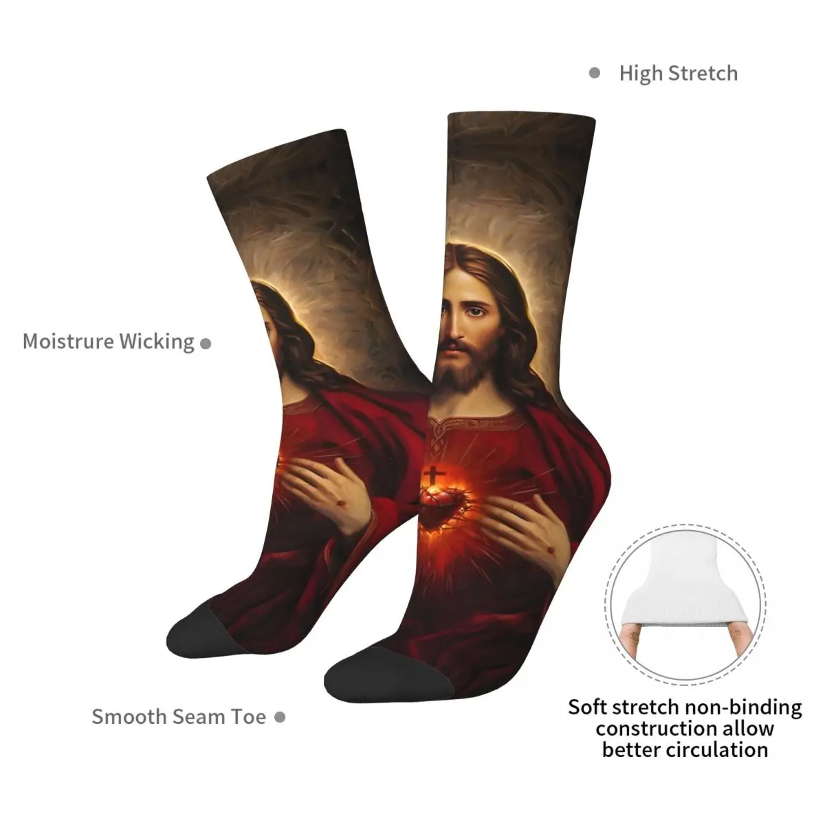 Sacred Heart Of Jesus Men Socks Cosplay Socks Personality Hip Hop Funny Sock for Women