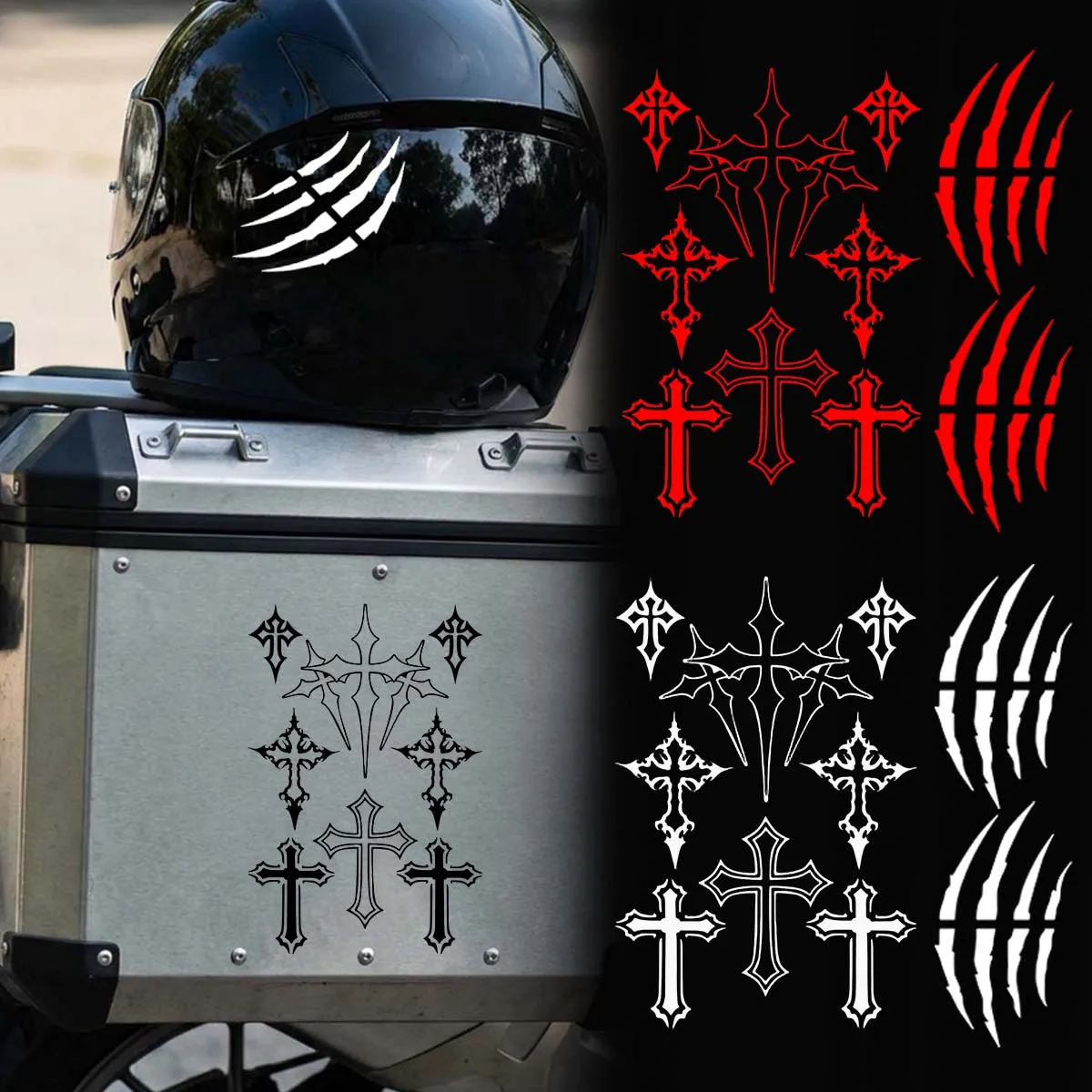 Gothic Cross Claw Mark Reflective Motorcycle Stickers Moto Bike Helmet Body Decor Vinyl Decals Accessories For KTM Duke 125 790