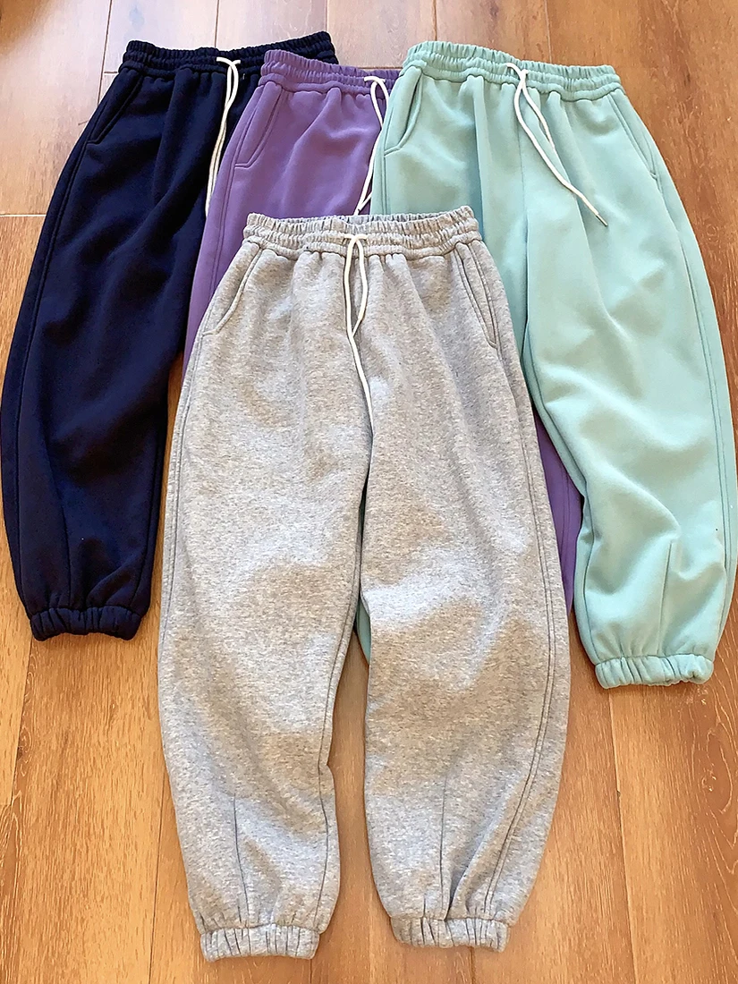 Comfortable Fce Lined Thiened Casual Trousers for Women High Waist Straight Leg Pants Waterproof Polyester Fiber