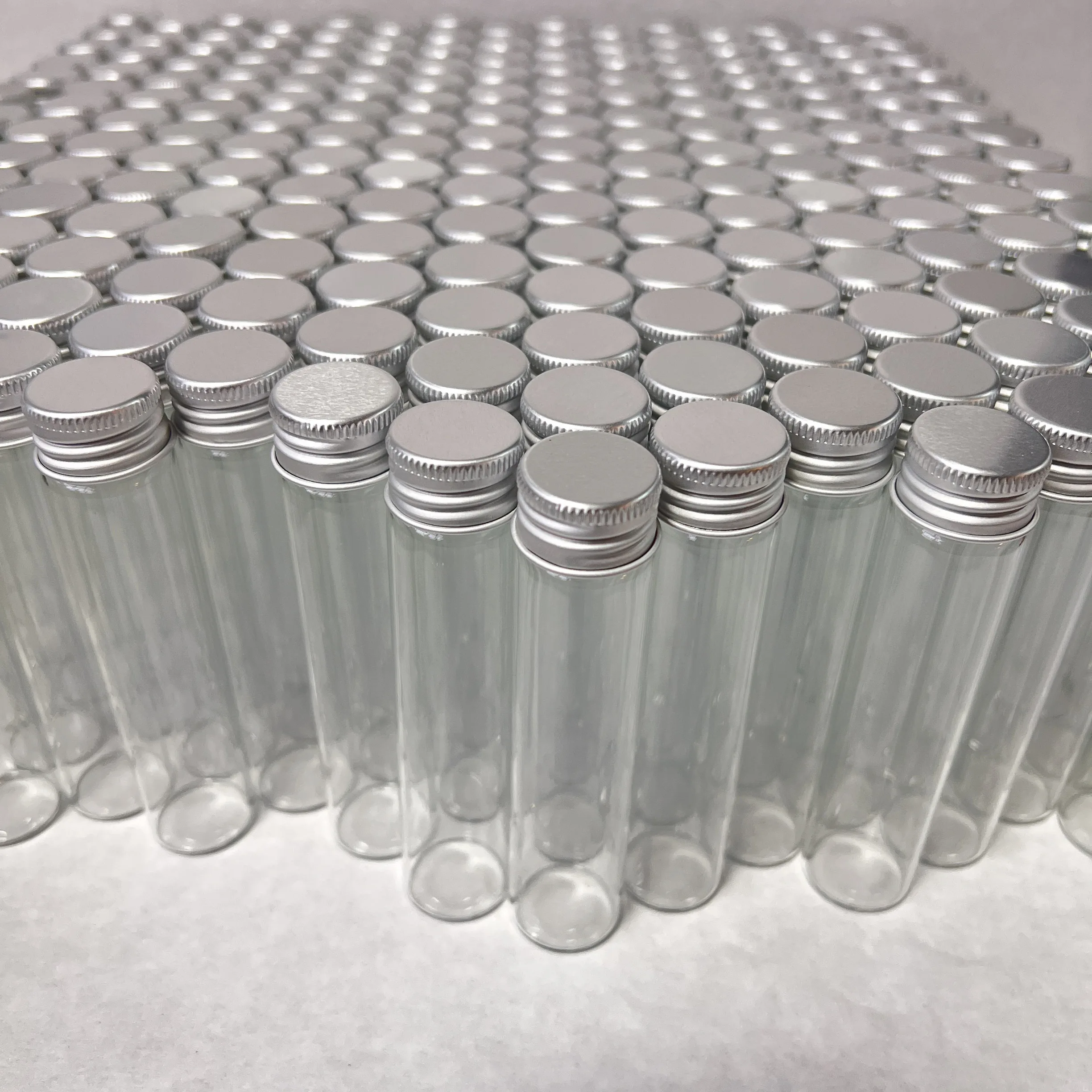 28/50 PCS 25ml Tall Glass Vials Aluminum Caps, 22x100mm Slim Bottles for Essential Oils Screw Cap Glass Tubes Travel Jars Craft