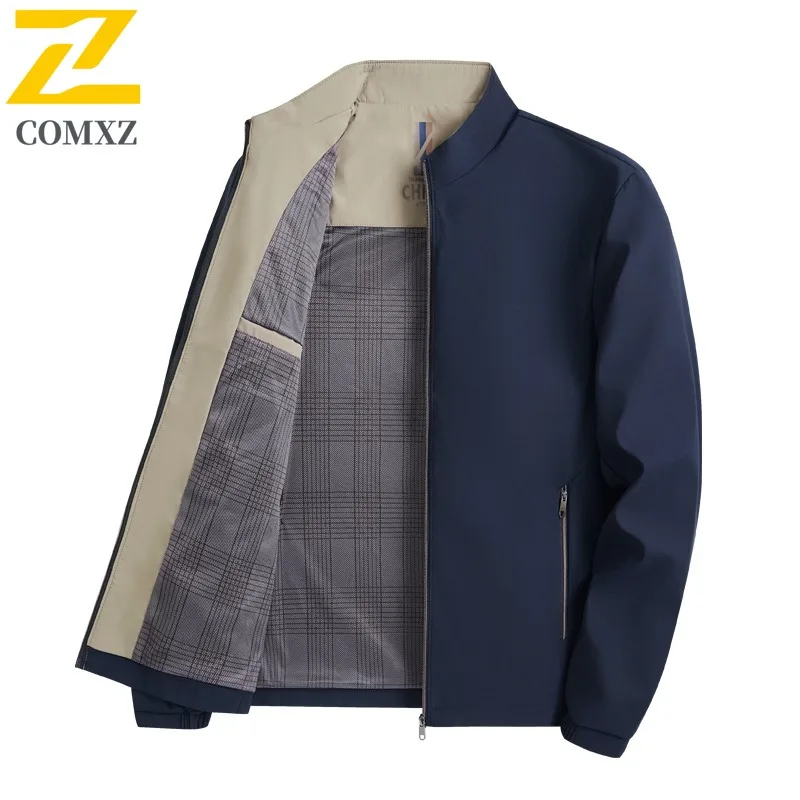 COMXZ Men Autumn Jacket Lightweight Commuting Office Motorcycle Jackets Premium Stand Collar Cozy Wind Resistant Clothing