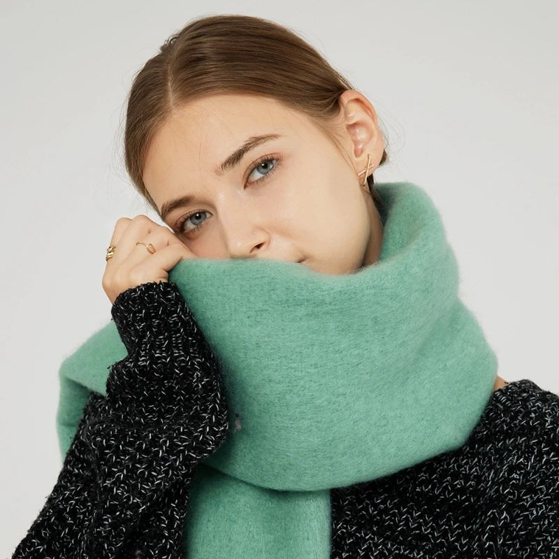 2023 Solid Thick Cashmere Scarf for Women Large Wool Blanket Pashmina Winter Warm Shawl Wraps Bufanda Female With Tassel