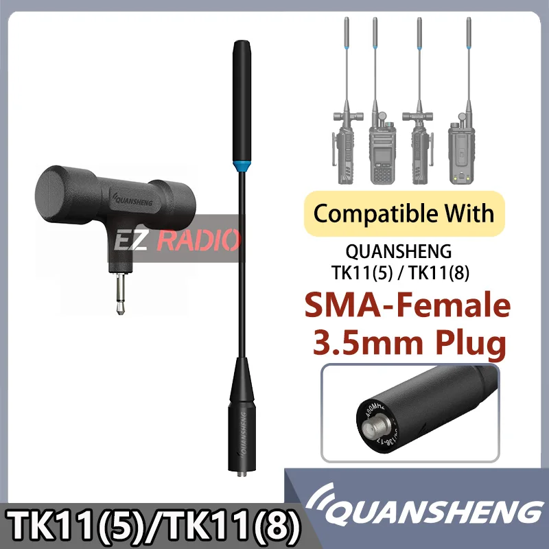 Quansheng TK11(5) Original Antenna T-Shape Antenna 3.5mm Plug Tri-band Antenna 50/144/430Mhz SMA-F Long Range TK11(8) Accessory