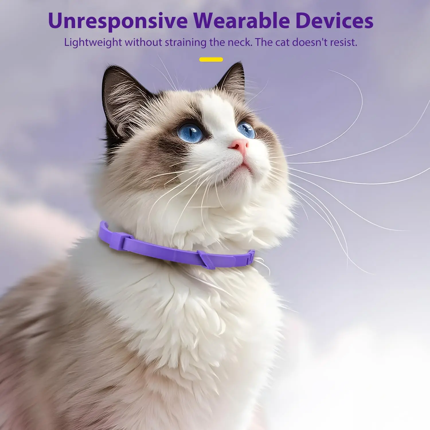 4 قطع من طوق تهدئة القطط - رائحة اللافندر، تخفيف فيرومون لمدة 60 يومًا للإجهاد/الخدش، قابل للتعديل للقطط (الزيارات النباتية/الطبيبية) #3