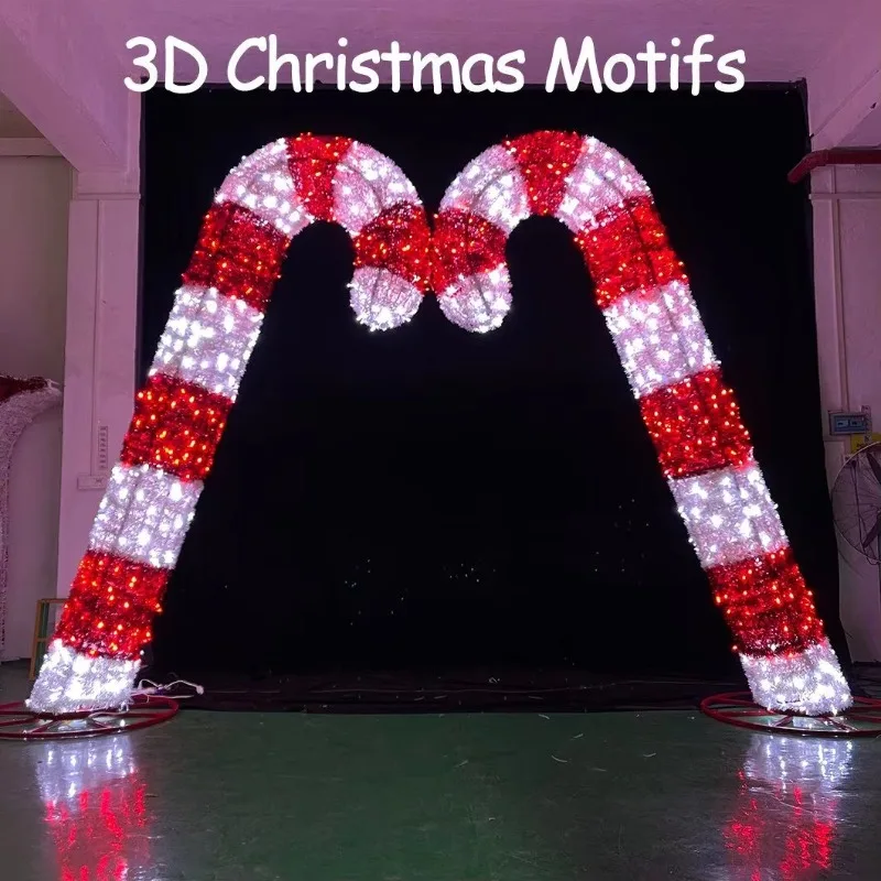 Holy Moon Factory Wholesale Outdoor LED Christmas New Year Light Rope Pattern Hanger Lollipop Design Landscape
