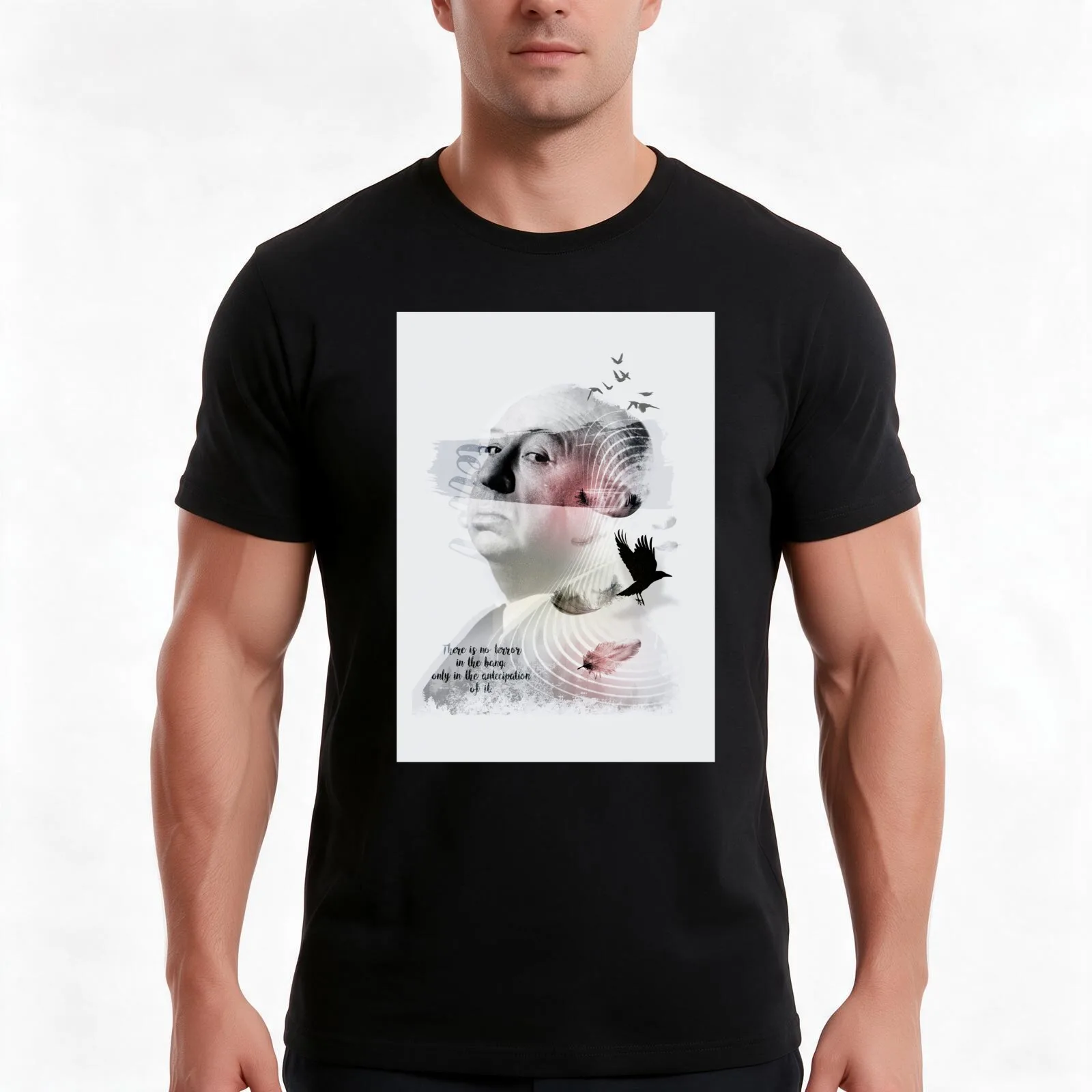Alfred Hitchcock T-Shirt, Summer Casual Cotton Tee, Oversized Streetwear Tops, Vintage Graphic Print, Loose Fit Short Sleeve