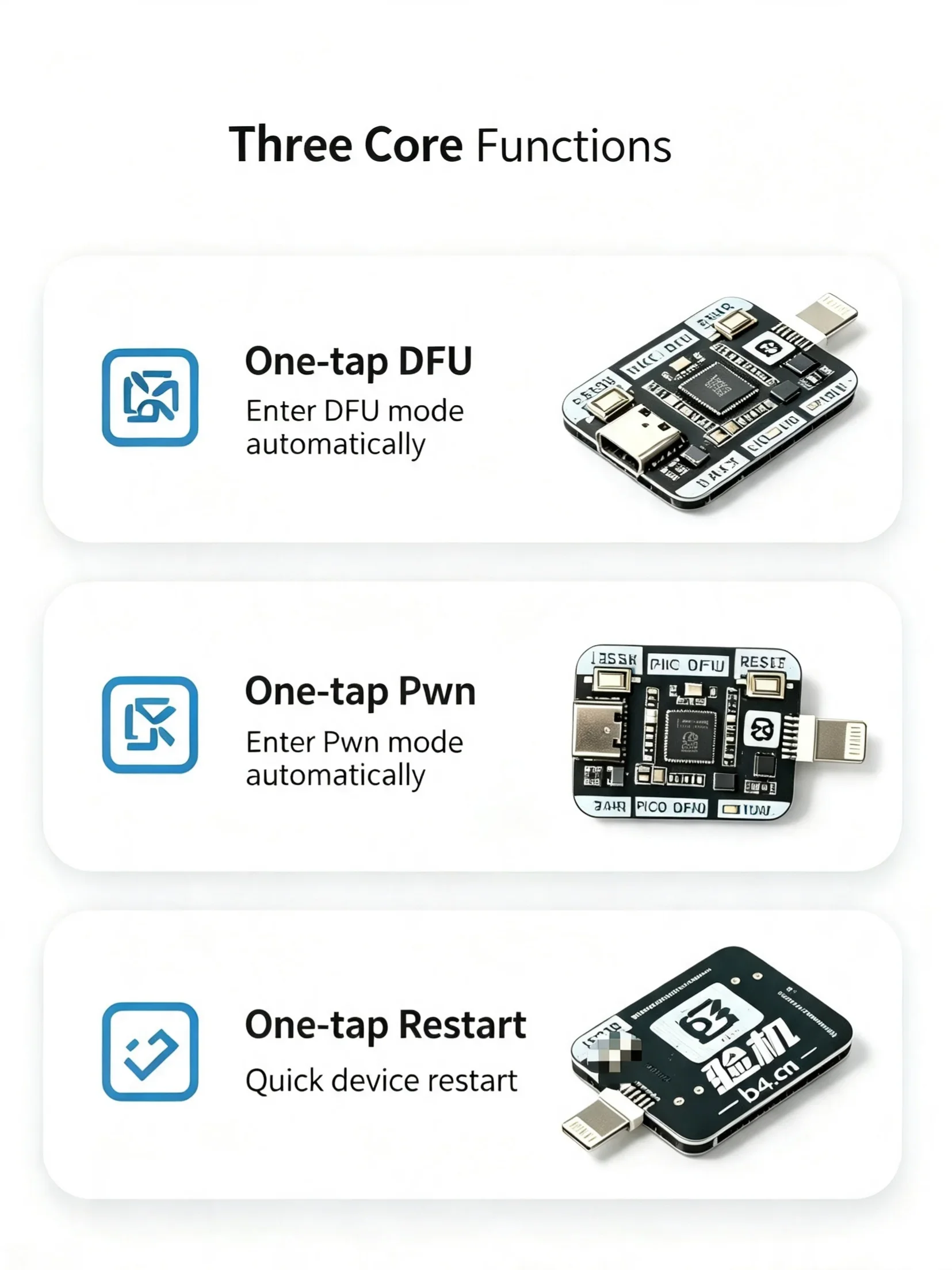 B4 PICO DFU Mode Engineering Box RP2350A Pwned DFU Tool for iOS A12/A13 Repair Erase Tool