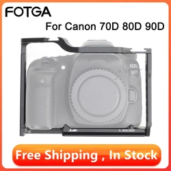 FOTGA Camera Cage For Canon EOS 70D 80D 90D Aluminum Alloy Cage Handle Camera Cold Shoe Mount Arca-Swiss Photography Accessories