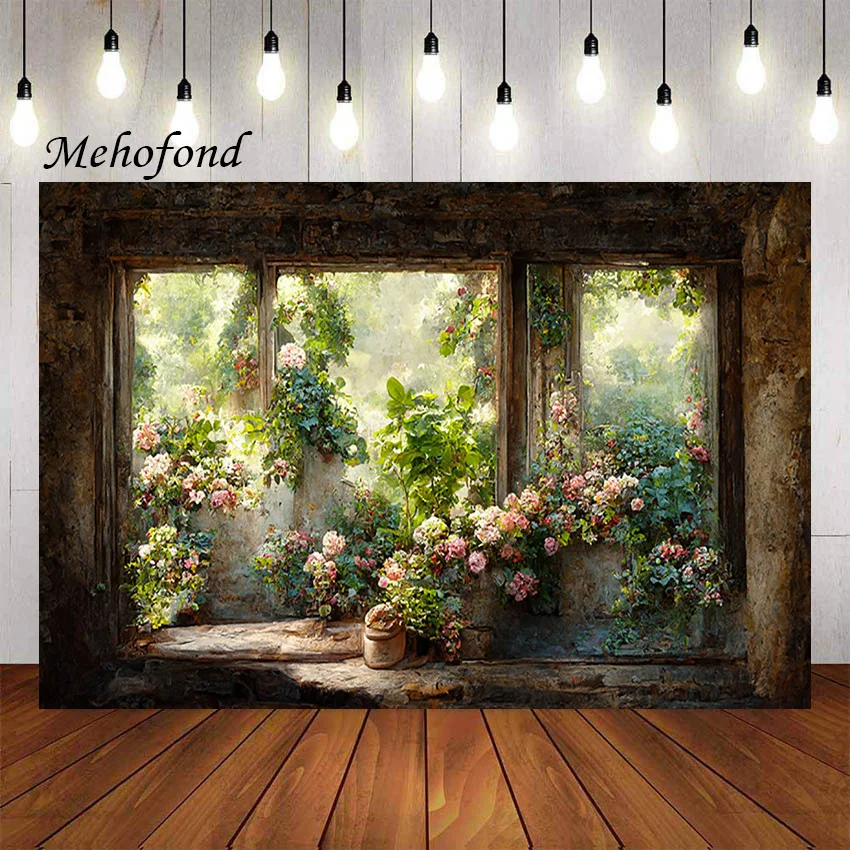 Mehofond การถ่ายภาพพื้นหลัง Retro Garden ภาพวาดทิวทัศน์ดอกไม้สาวผู้ใหญ่ศิลปะภาพตกแต่งภาพฉากหลังสตูดิโอ