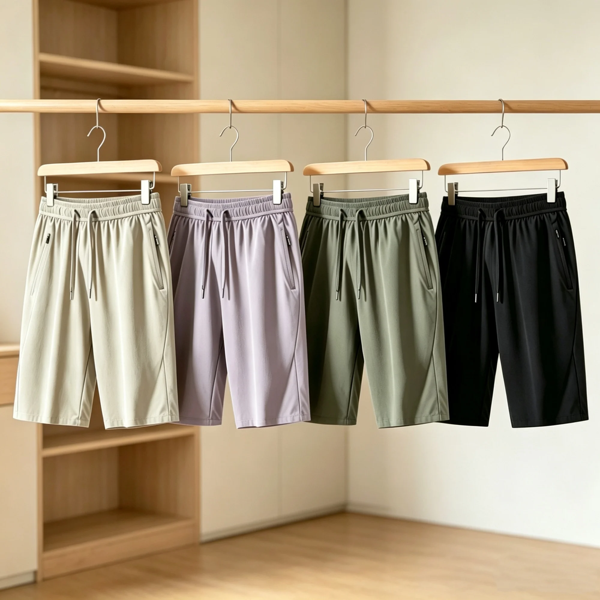 

Lightweight Cool Men's Summer Elastic Waist Comfortable Breathable Sporty Casual Shorts Quick Dry Versatile Trendy Five-Quart...