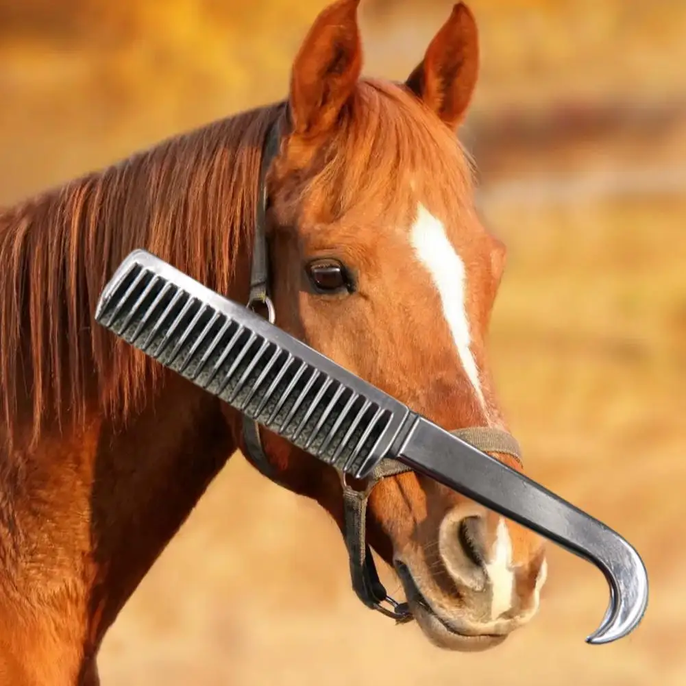 2Pcs Animals Comb Thickened Tooth Durable Grooming Metal Horse Comb Mane Tail Pulling Comb Horse Cleaning Tool Animals Supplies