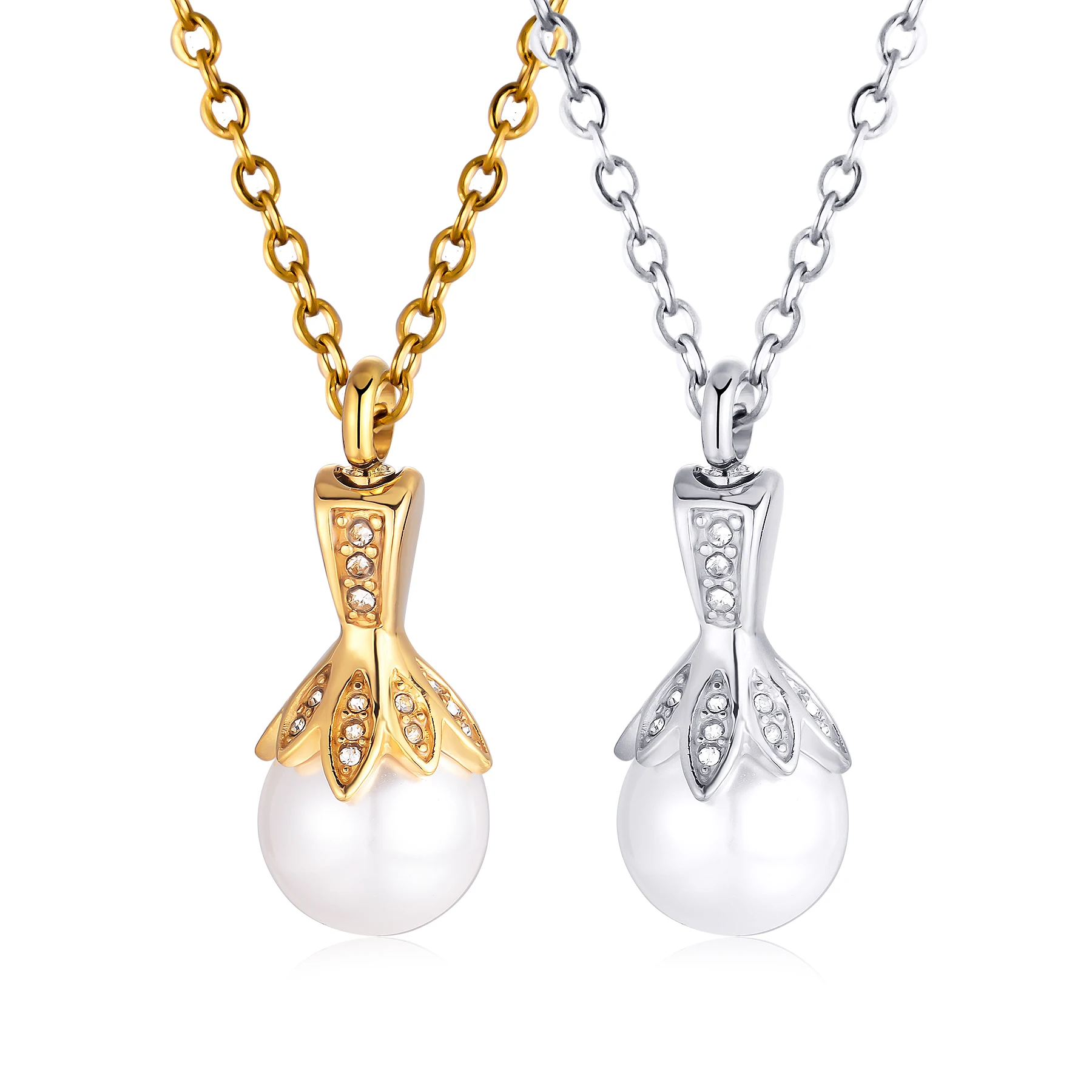 

Stainless Steel Pearl Urn Cremation Necklace Cremation Jewelry for Ashes Keepsake Memorial Pendant Locket for Women