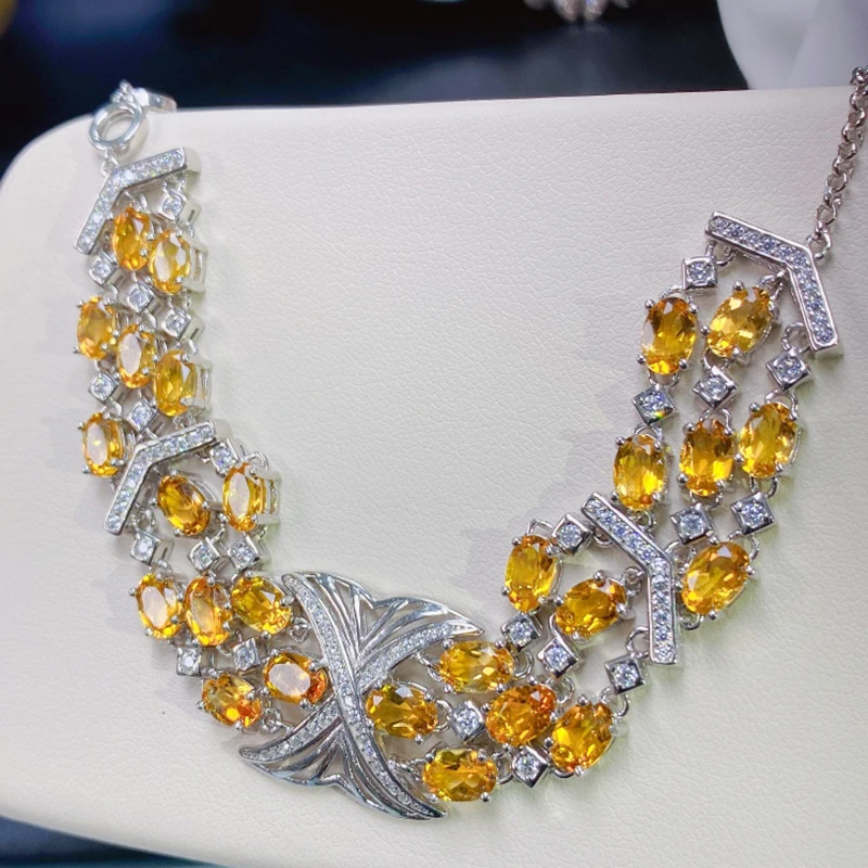 

Natural Citrine Bracelet for women silver 925 jewelry luxury gem stones 18k gold plated free shiping items