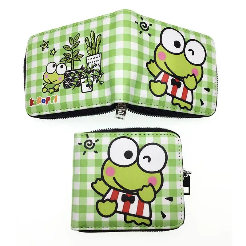 Portafoglio con cerniera Kawaii Sanrioed Keroppi Kuromi My Melody Cartoon Simpatico porta carte a metà piega Portamonete Studente Ragazza Regalo