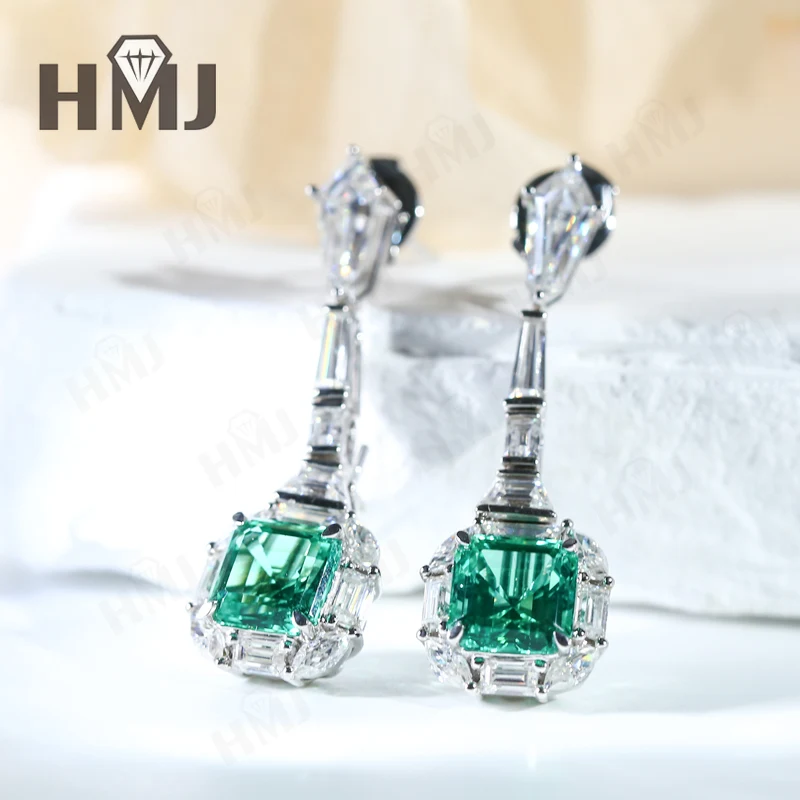 Customized Earrings Lab Grown Columbia Emerald/Ruby/Sapphire 10K/14K/18K Fine Jewelry Anniversary Mother's Day Gifts for Her