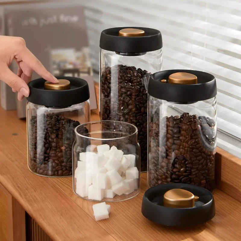 

Vacuum Sealed Glass Coffee Bean Cans, Food-Grade Anti-Oxidation Canister, Airtight Mildew-Proof Storage, Coffee Preservation