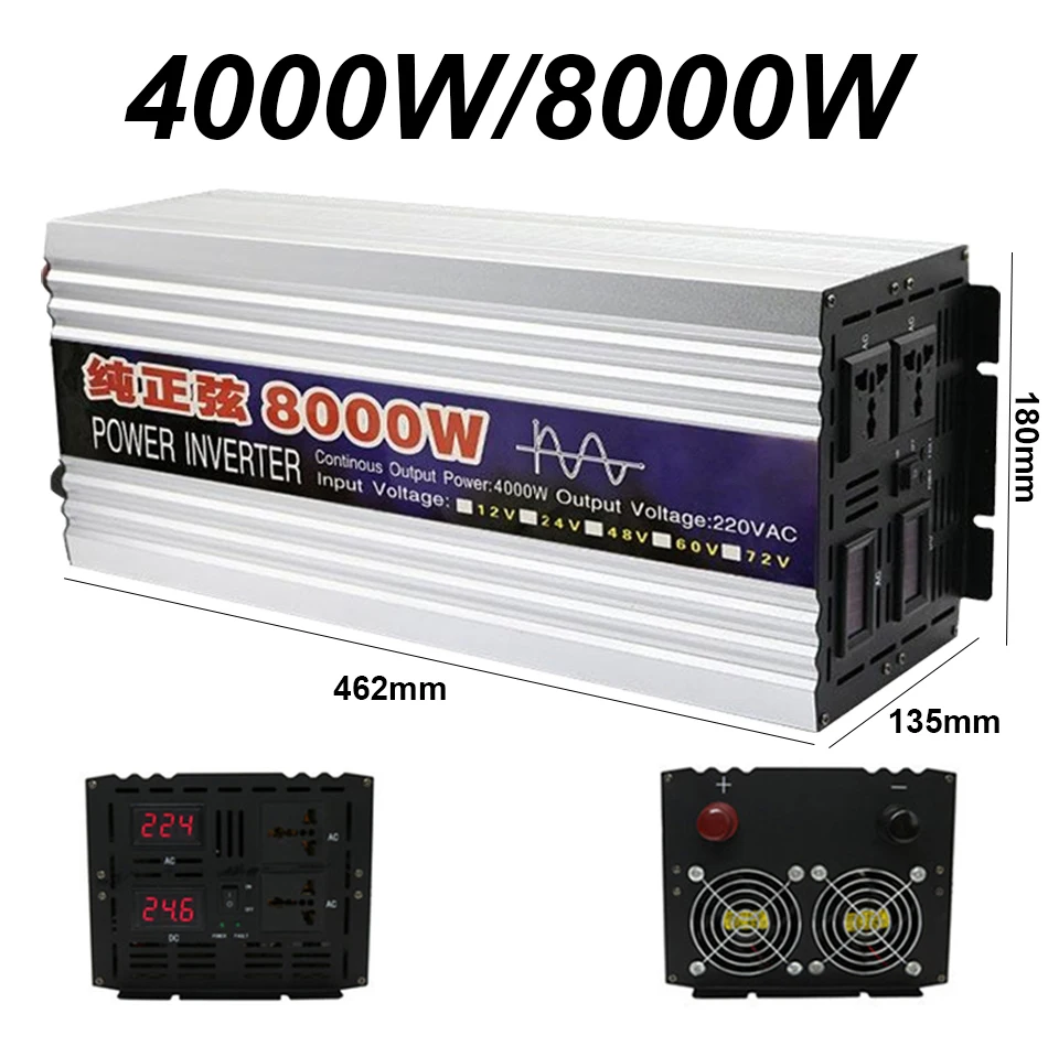 Factory 5KW 6KW 8KW Pure Sine Wave Inverter Input 12V 24V Output 220V 50Hz 60Hz Power Converter for Car Voltage Transforme