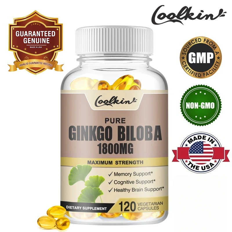 

Ginkgo Biloba Capsules - Memory Support, Brain Function & Mental Alertness, Focus, Concentration, Promote Brain Health