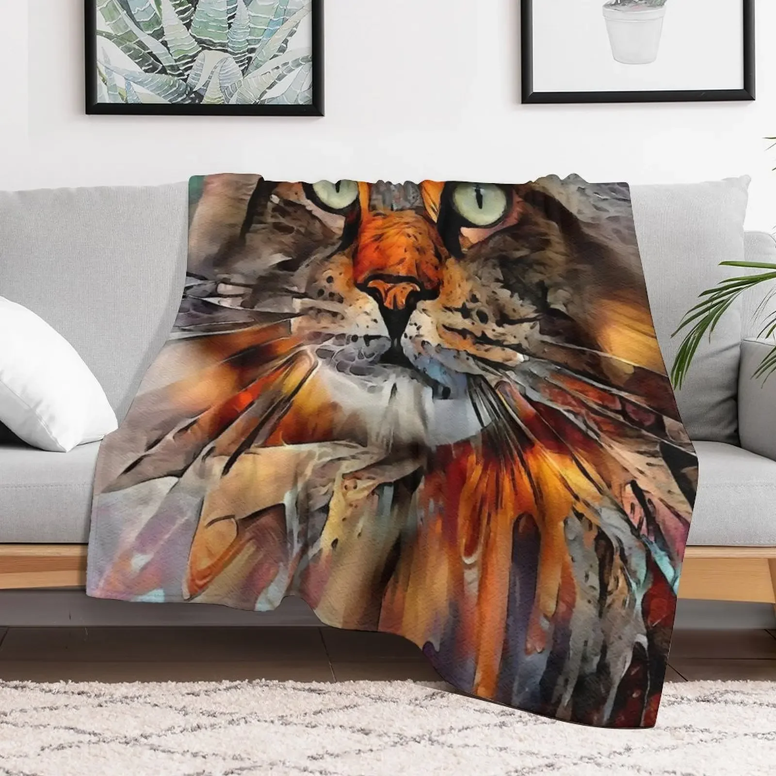 Zikkan, cat, chat, cat, lea roche paintings Throw Blanket Luxury Designer Vintage Blankets