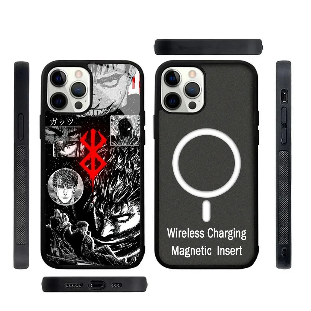 Anime Berserk Guts Phone Case Magnetic For IPhone 15 14 13 Pro Max 11 12 Mini Alex Mirror For Magsafe Wireless Charging