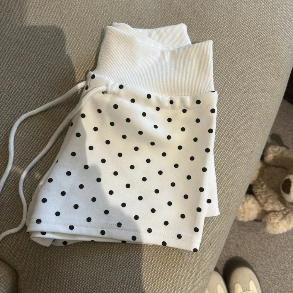 Easy Match Polka Dot Damen-Shorts mit Kordelzug an der Taille, schmale Passform, Kordelzug-Shorts, atmungsaktive Yoga-Shorts mit hoher Taille, Frühling und Sommer – Detail 11
