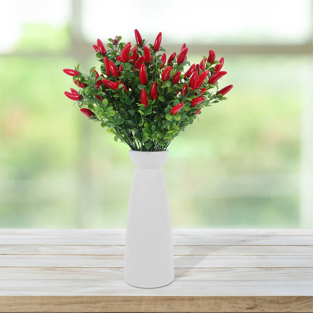 

5Pcs Artificial Chili Stems Lifelike Fake Vegetable Branches Table Centerpiece Home Office Decor Faux Pepper Branch