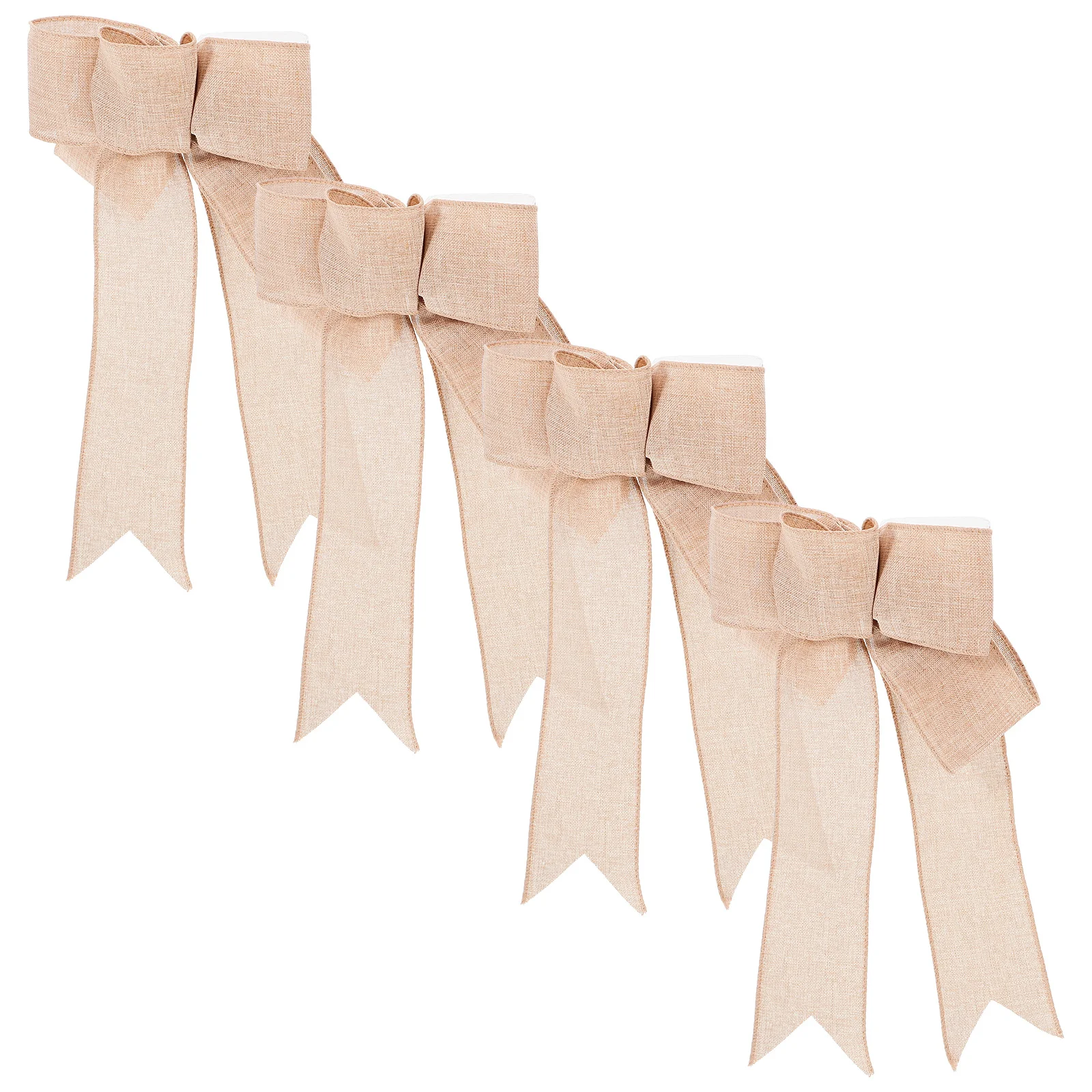 

4Pcs Large Decorative Linen Bow Present Wrapping Bow Rustic Fabric Bowknot for Christmas Wedding Party Ornaments