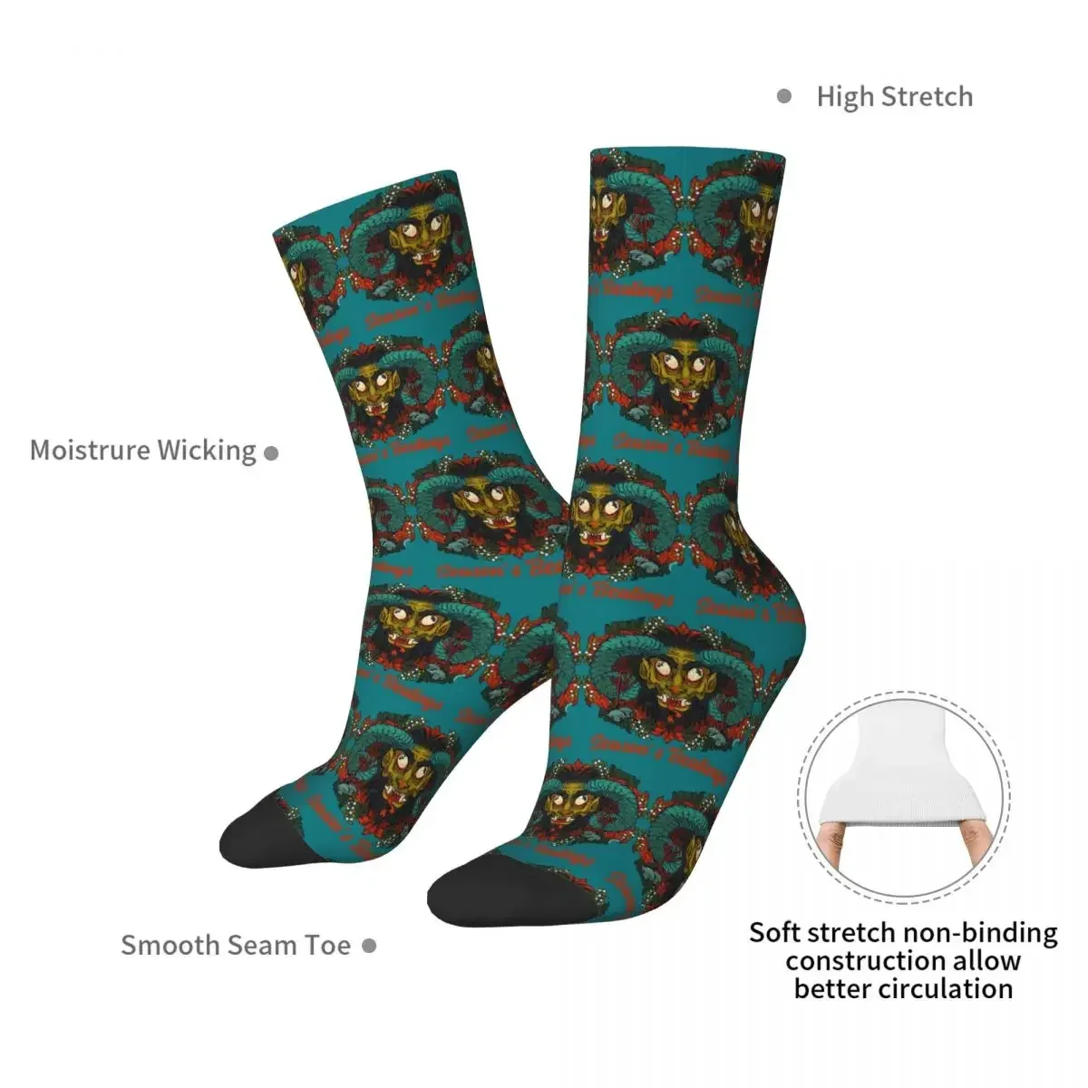 Season's Beatings Krampus Socks Harajuku High Quality Stockings All Season Long Socks Accessories for Unisex Birthday Present