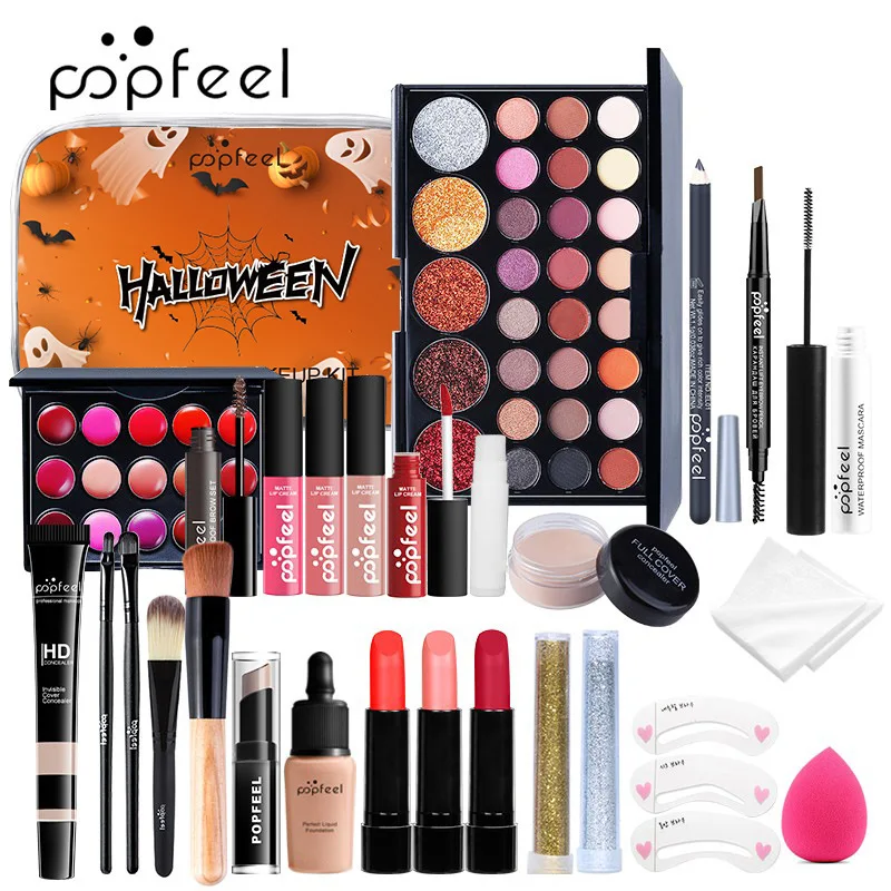 Best-Selling Popfeel Makeup Kit Full Set Eyeshadow Eyeliner Brow Lip Gloss Concealer Blush Halloween Gifts for Women Cosmetics