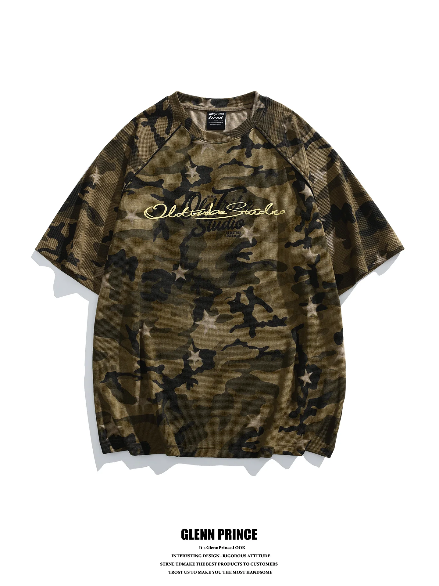 

American Retro Camouflage Short Sleeve Loose Fit Men's T-shirt Summer Trendy Brand Hip Hop Style Half Sleeve Body T-shirt