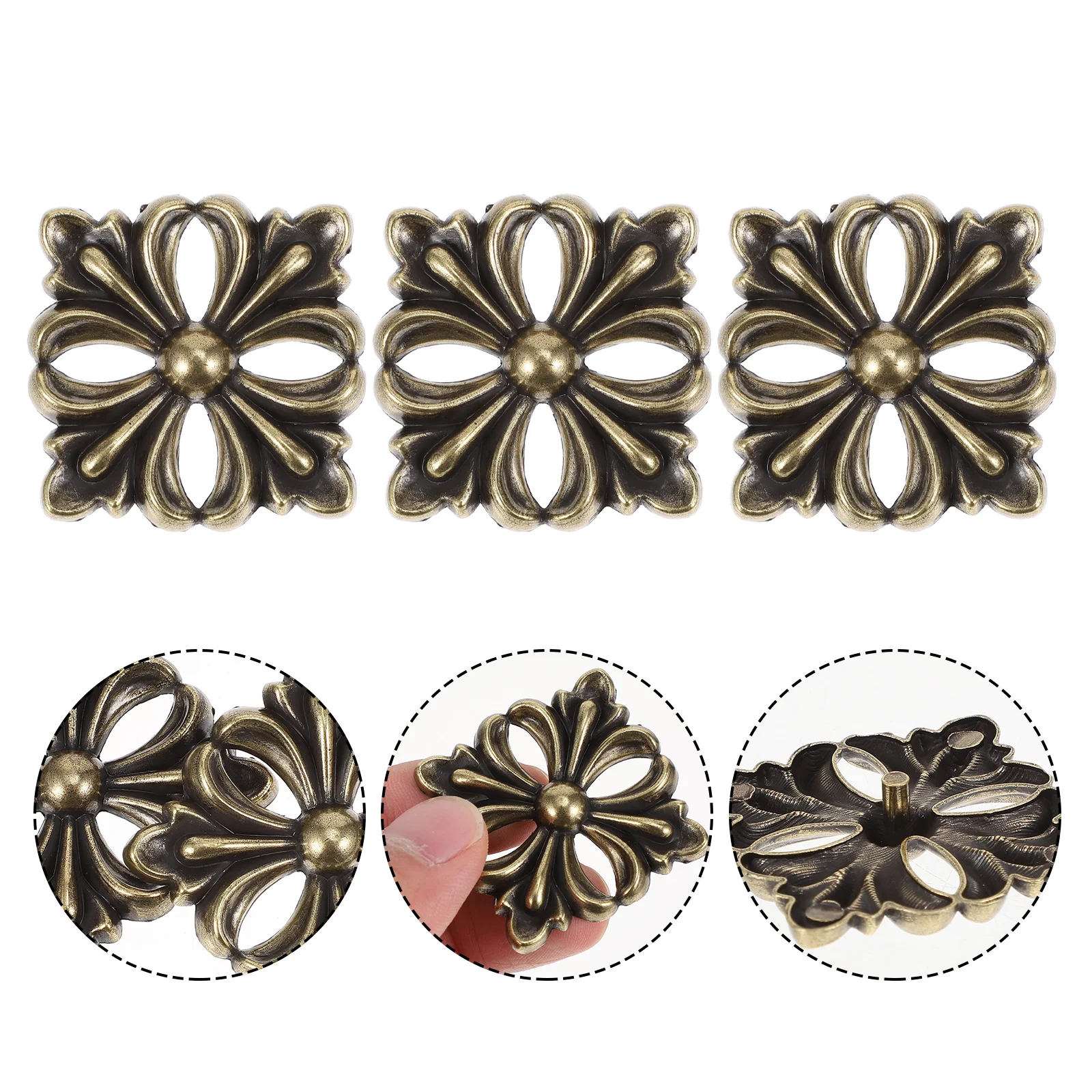 6 Pcs American Square Flower Furniture Metal Plate Vintage Decorative Zinc Alloy