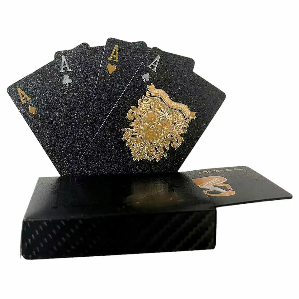 Spielkartenspiel Karten Brett Gruppe Wasserdichter Kunststoff PVC schwarz silber golden Poker Magic Giftdeck Kartenset Kind Kinderspielzeug