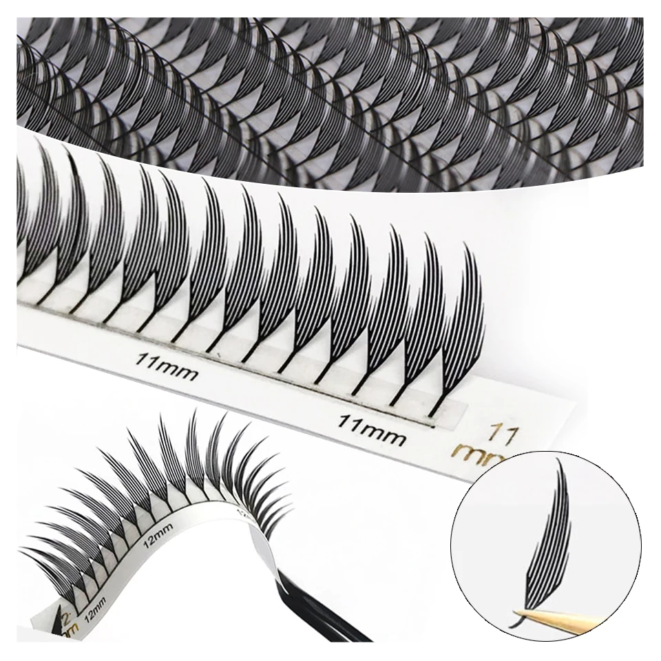 AGUUD NEW Comic Spire Eyelashes Pteris Feather Shaped Lash Soft Natural Anime Faux Mink Premade Volume Fan Elf Eyelash Extension