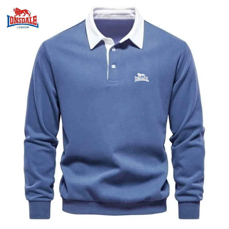 New autumn and winter high-quality 100% pure cotton thick long sleeved POLO shirt men's fashionable casual warm versatile top