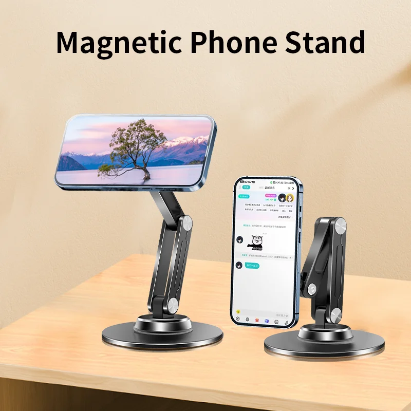 New Design Desktop Metal 360 Rotation Foldable Ipad Tablet Holder Adjustable Strong Magnet Phone Holder Tablet Stand for Magsafe