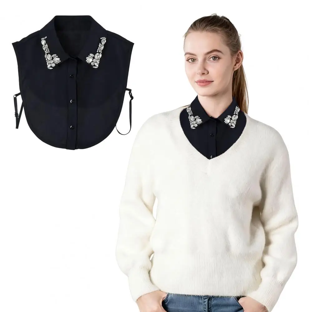 Red Christmas Check Rhinestone Collar Festive Red Christmas Check Faux Collar with Sparkling Rhinestones Women's for Holiday