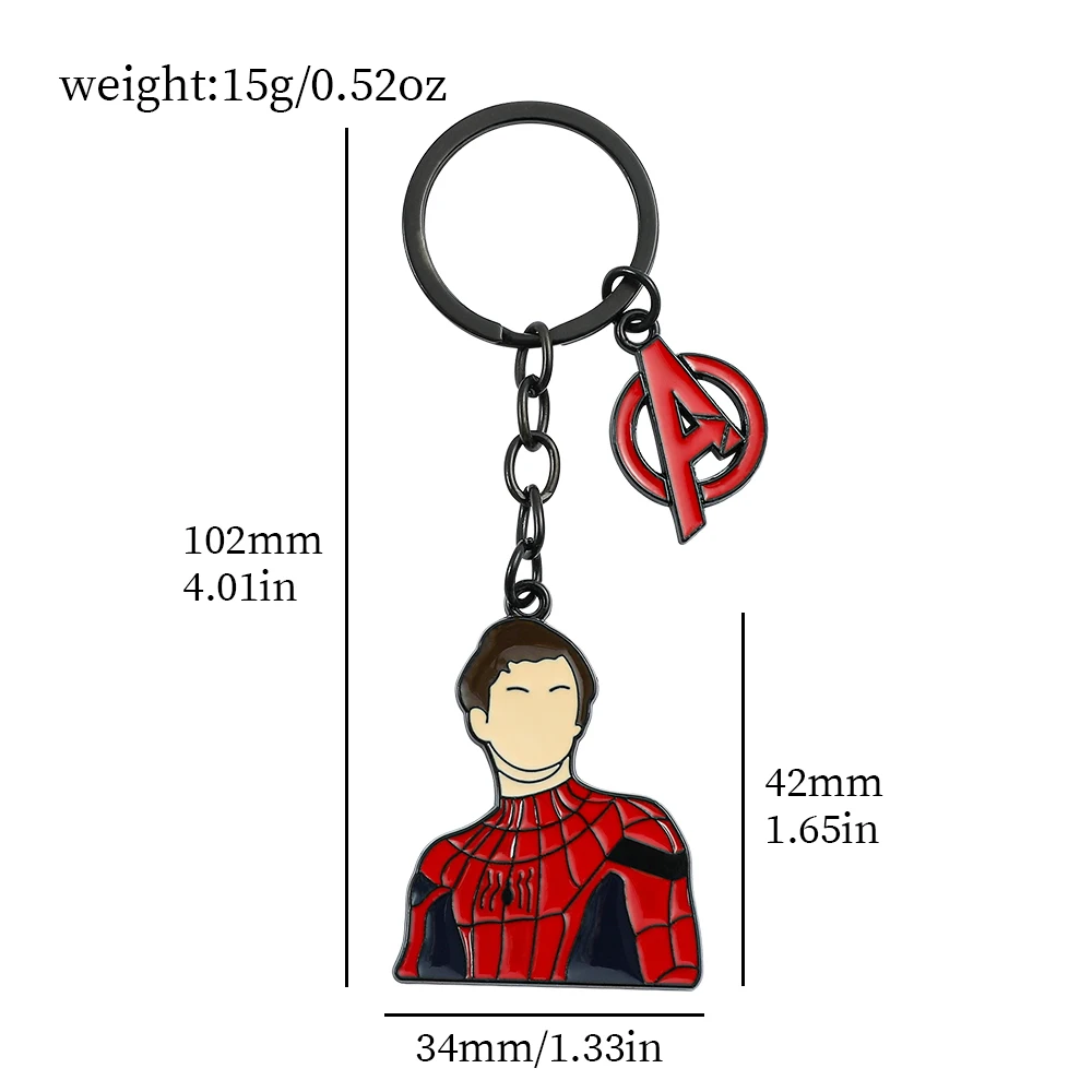 New Marvel Superhero Pendant Keychain The Avengers Loki Doctor Strange Spiderman Metal Enamel Badge Keyrings for Bag Ornament