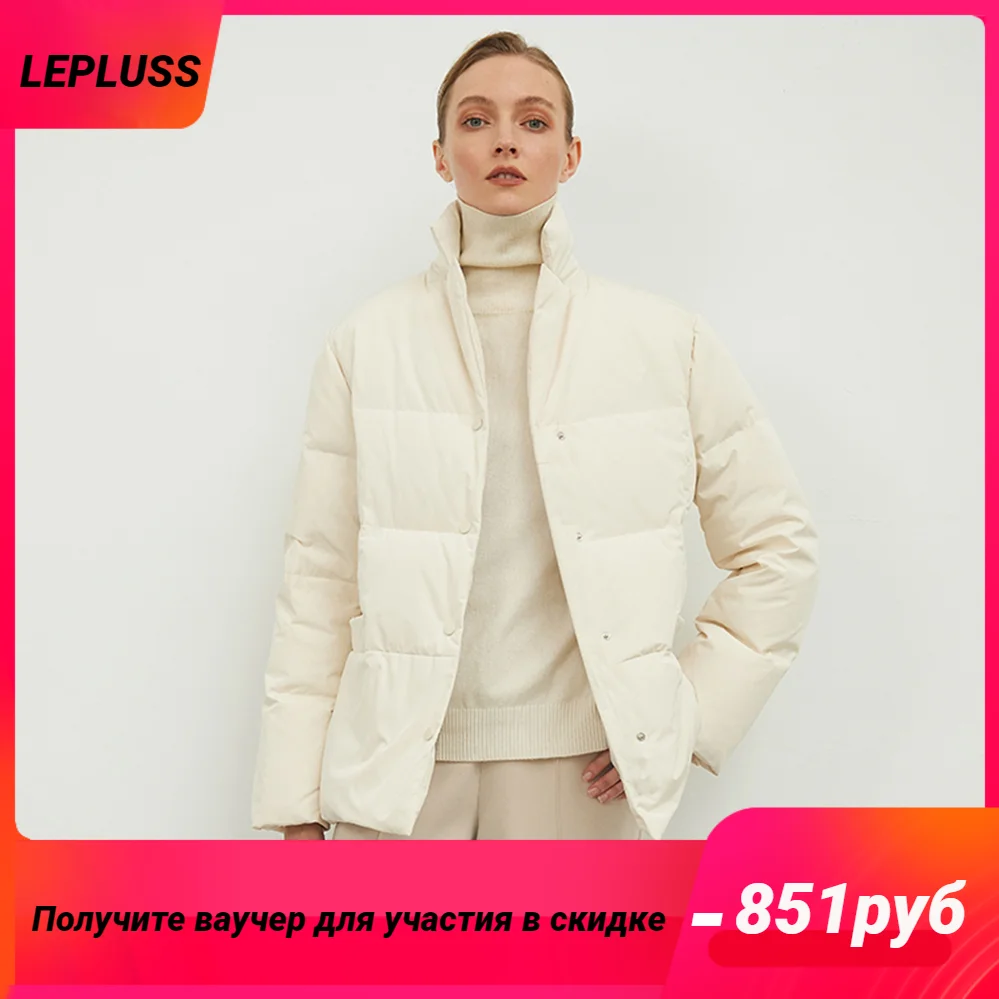 Mkyn white duck down coats, women loose ultralight windproof parkas, casual down jacket outerwear