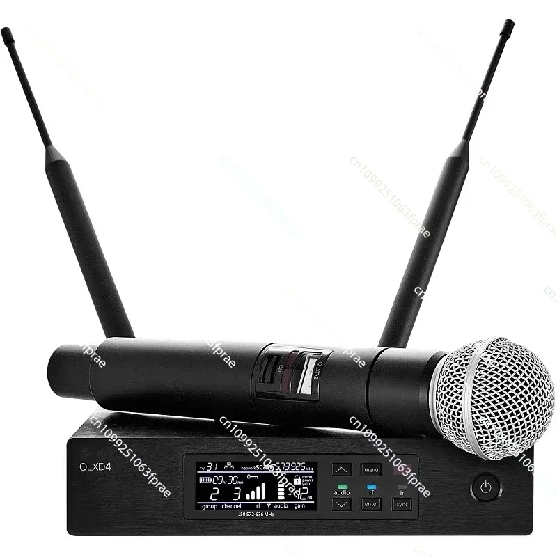 

Wireless Microphone QLXD4 Professional Rechargeable UHF True Diversity Condense Wireless Lapel Microphone System for Live Black