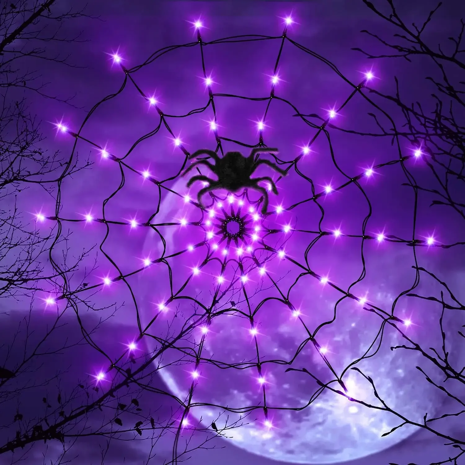 Halloween LED String Light Spider Web Ghost Festival Atmosphere Light for Haunted House Party Decoration Colorful Lighting - view 2