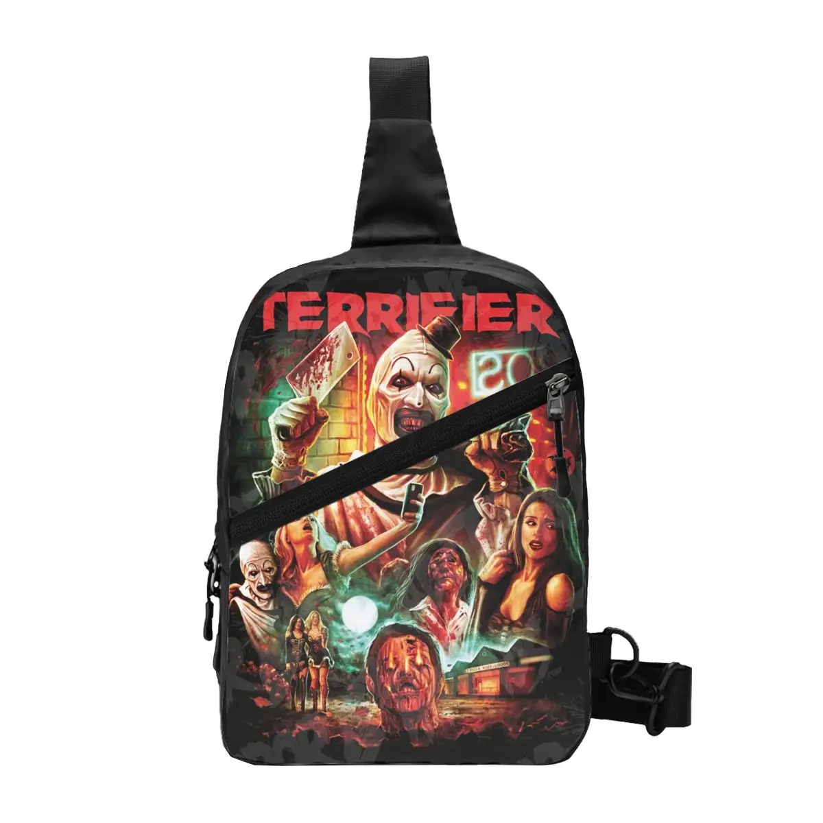 Custom Horror Movie Terrifier Sling Sacos para Homens Cool Halloween Palhaço Ombro Crossbody Peito Mochila Viagem Caminhadas Daypack