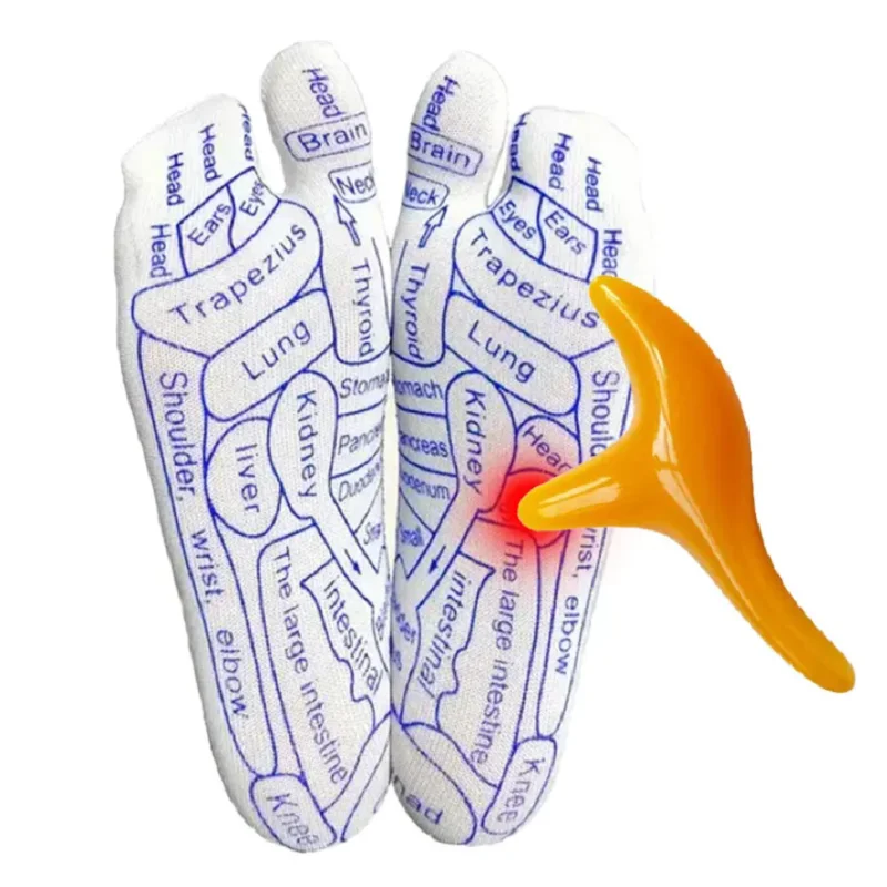 Massagem nos pés meias de acupressão fisioterapia massagem aliviar pés cansados reflexologia meias ponto pé meias ilustração em inglês