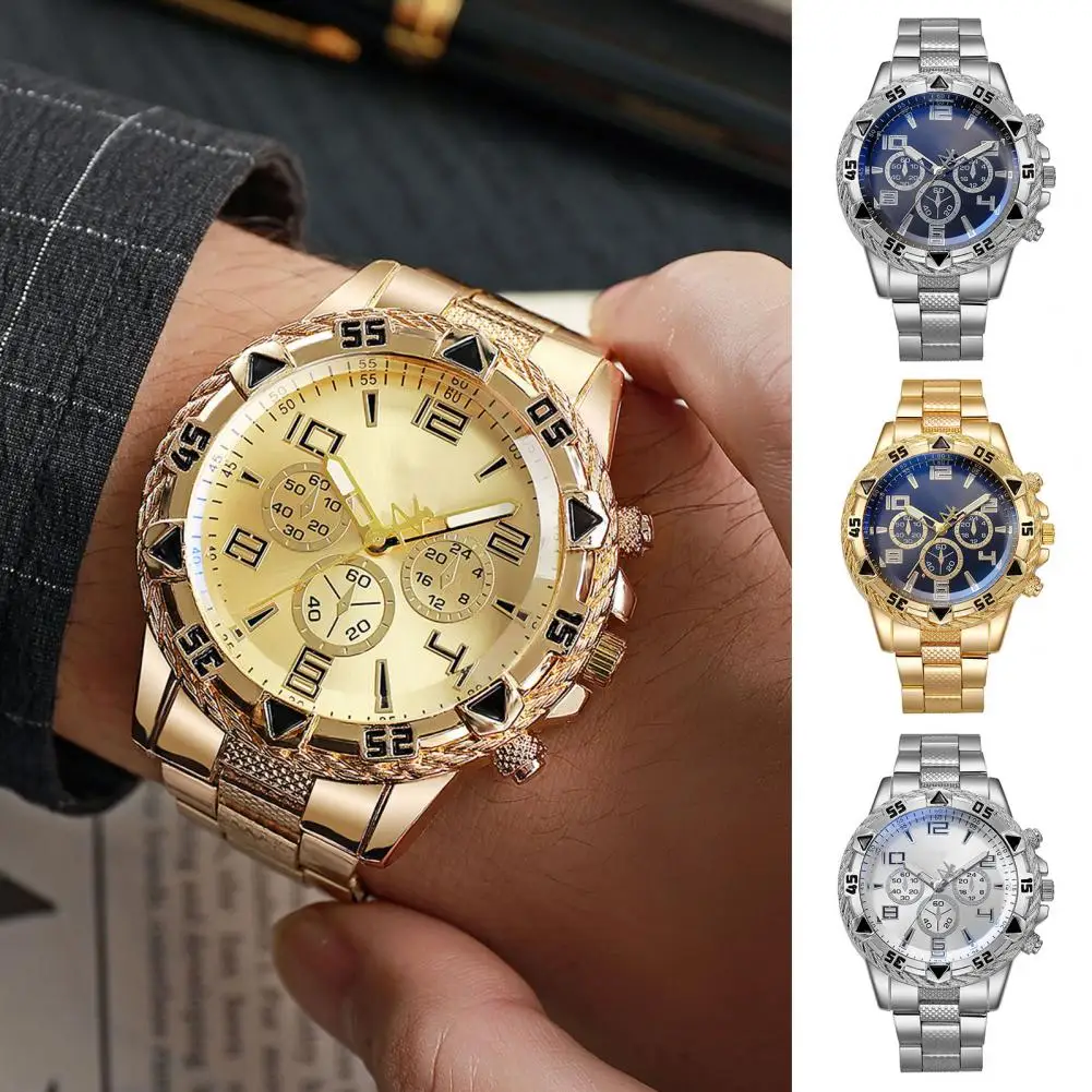 3 Dials Watch Quartz Watch Luxury Minimalist Metal Strap Men's Business Watch Elegant Dress Quartz Timepiece for Fashionable