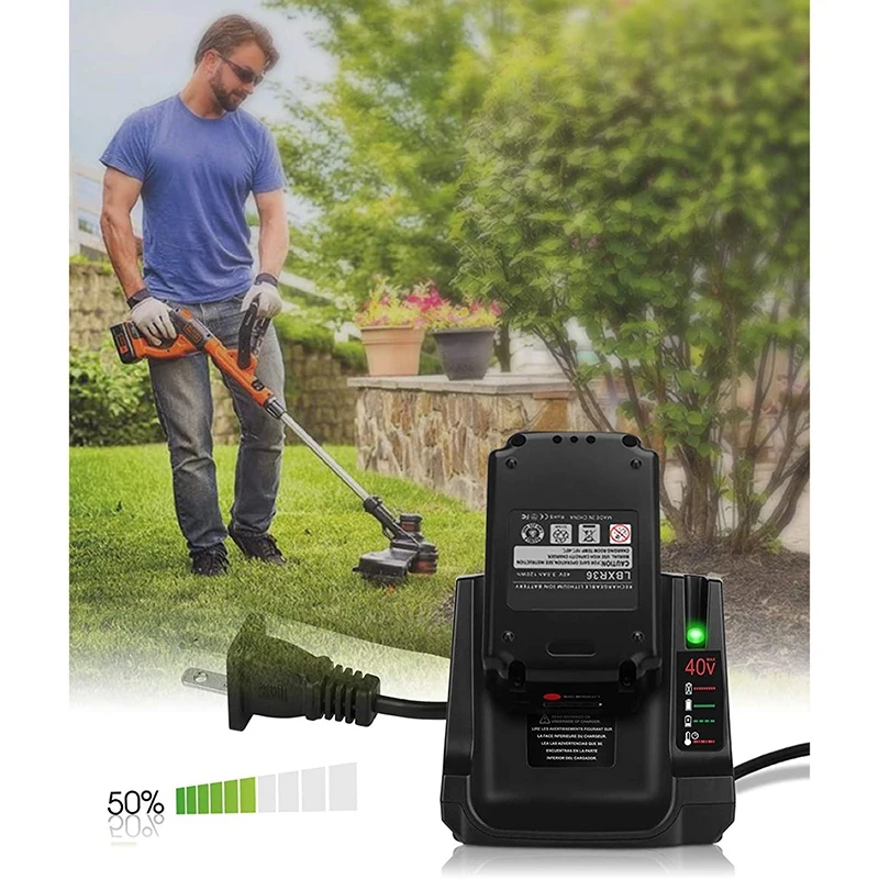 Cargador rápido de 40V máx, adecuado para Black & Decker LCS36, LCS40, 36V, batería de iones de litio, LBXR36, LBXR2036, LBX2540